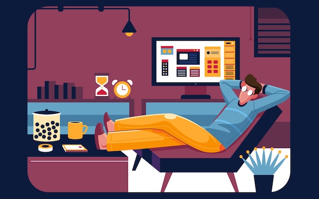 Free vector postponed concept with man relaxing