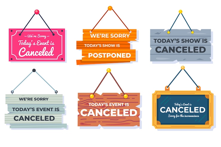 Free Vector postponed sign collection concept