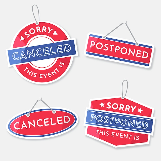 Free vector postponed sign collection template