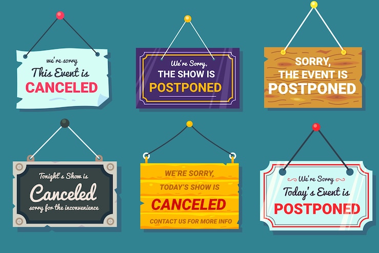 Free Vector postponed sign collection