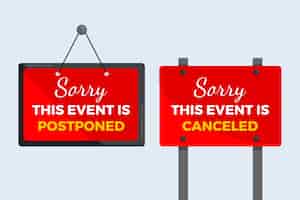 Free vector postponed sign collection