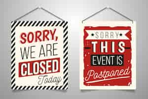 Free vector postponed sign concept