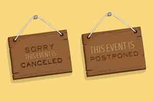 Free vector postponed sign concept