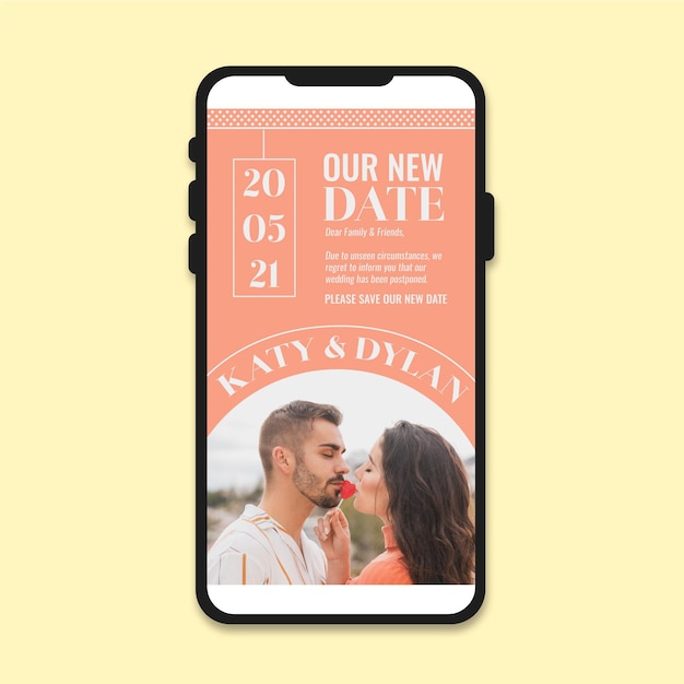 Postponed wedding announce on mobile