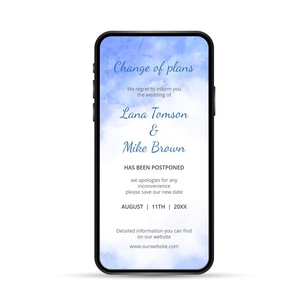 postponed wedding announcement concept