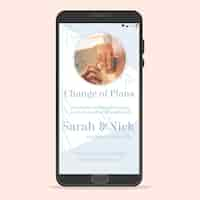 Free vector postponed wedding announcement smartphone concept