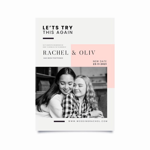 Postponed wedding card concept