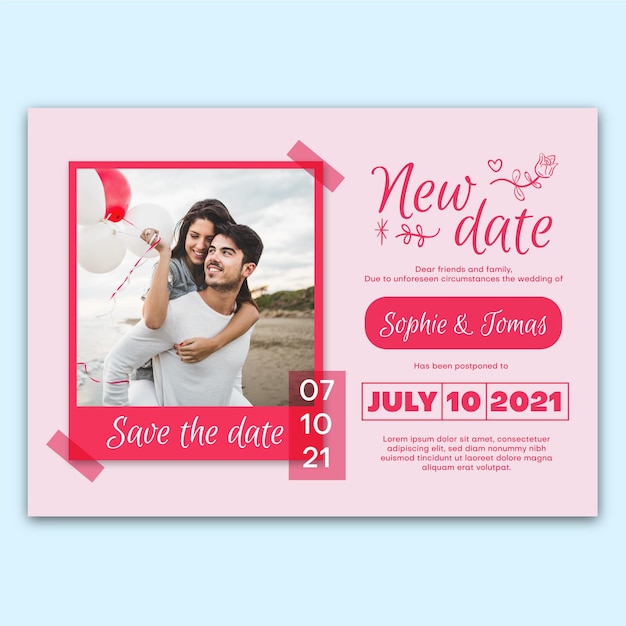 Free vector postponed wedding card format