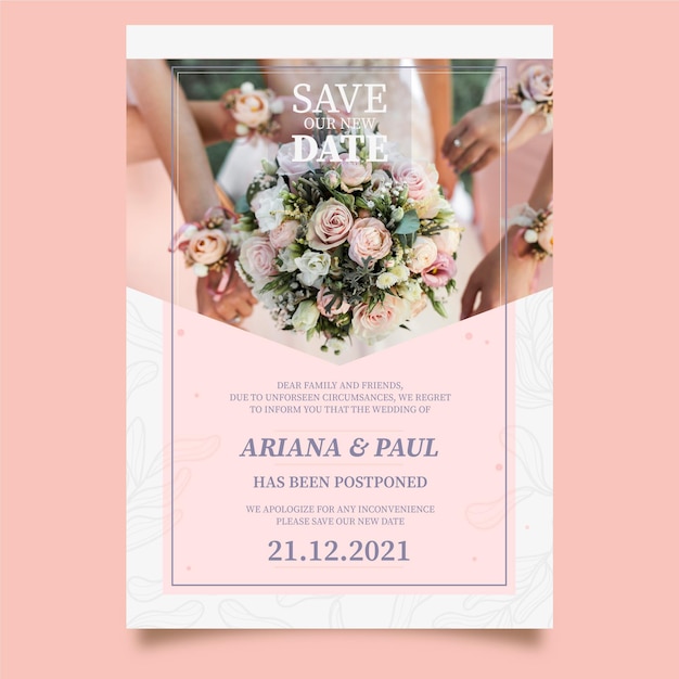 Postponed wedding card template