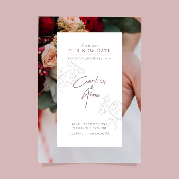 Free vector postponed weeding card concept