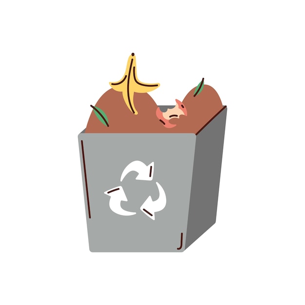 Free vector pot with organic garbage