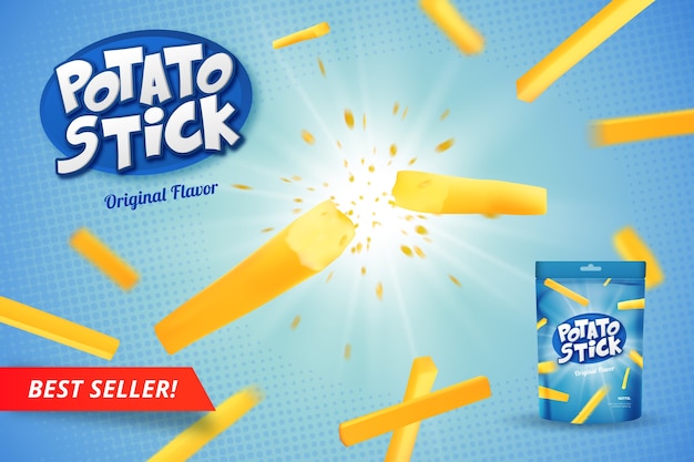 Potato stick realistic ad