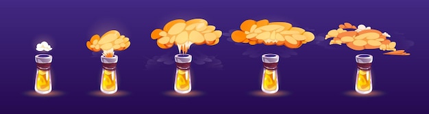 Бесплатное векторное изображение Бутылка зелья с набором анимации слоеного облака