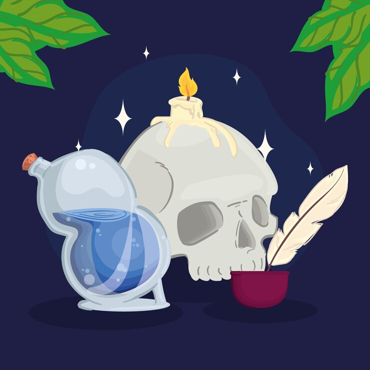 Free Vector potion and skull
