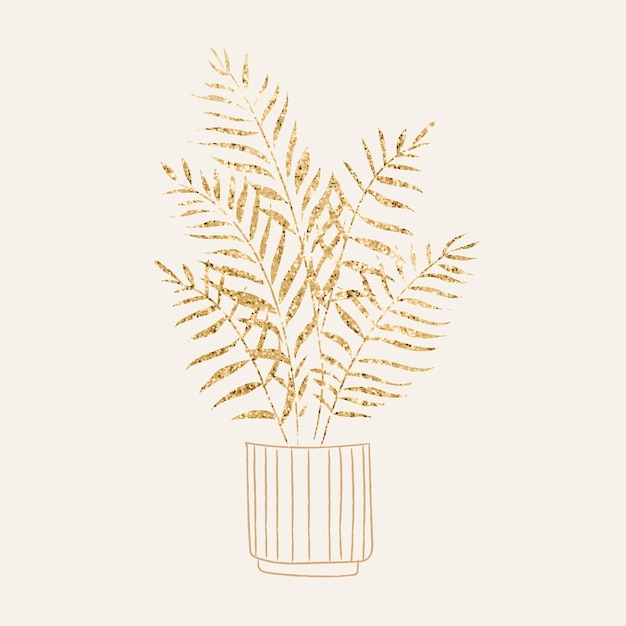 Бесплатное векторное изображение Комнатное растение в горшке вектор блестящий каракули
