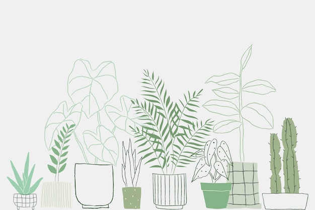 Free vector potted plant doodle vector background with blank space