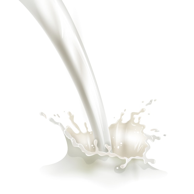 Pouring milk with splash illustration poster