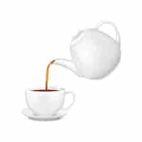 Бесплатное векторное изображение Заливка чая реалистичная композиция с изолированной иллюстрацией