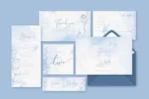 Free vector powder pastel blue wedding stationery