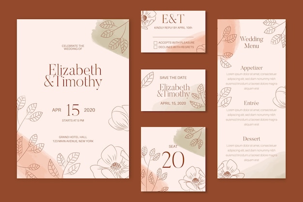 Free vector powder pastel wedding stationery