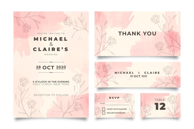 Powder pastel wedding stationery