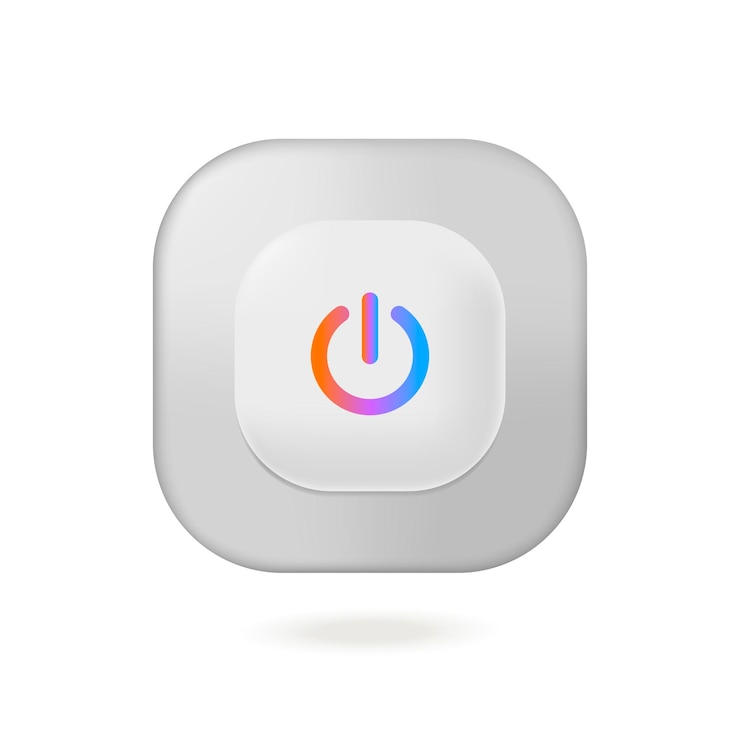 मुफ़्त वेक्टर on or power button of square shape 3d illustration. cartoon drawing of on-off button for computer or devices in 3d style on white background. technology, connection, electricity concept