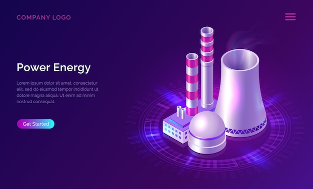 Power energy isometric concept with nuclear plant