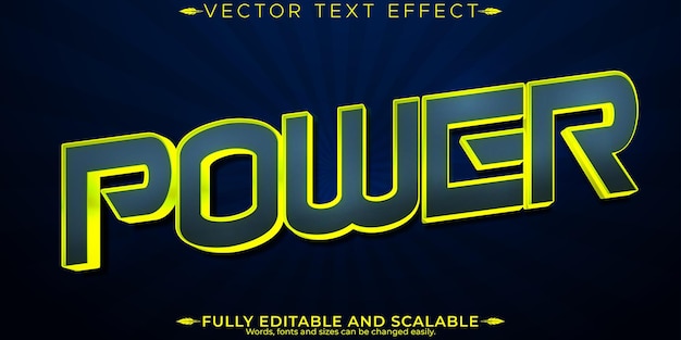 Free vector power text effect editable energy and thunder customizable font style