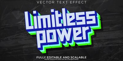 Бесплатное векторное изображение Мощный текстовый эффект, редактируемый ретро и крутой стиль текста