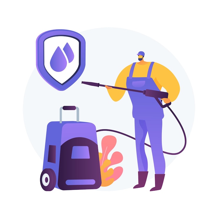 Free Vector power washing abstract concept vector illustration. pressure washing, water spray, remove dust and mold, clean surface, house and garden maintenance service, wood deck cleaning abstract metaphor.