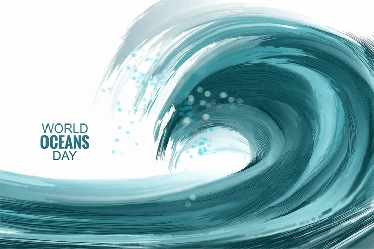 Free Vector powerful blue ocean wave background