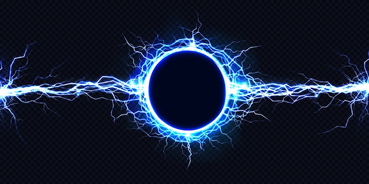 Free Vector powerful electrical round discharge hitting from side to side 