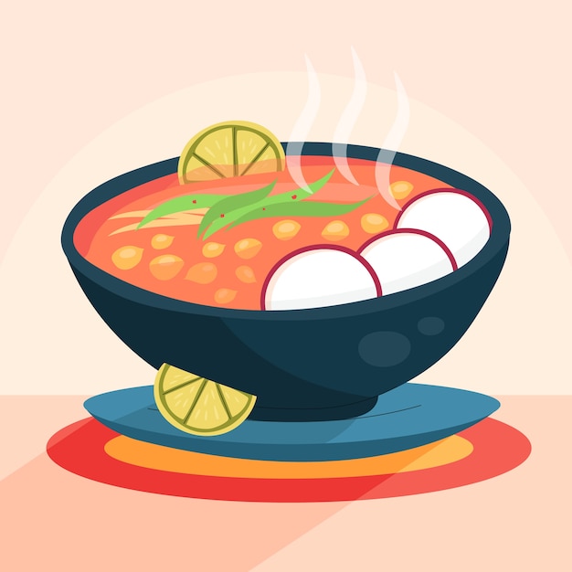 Pozole illustration in hand drawn style