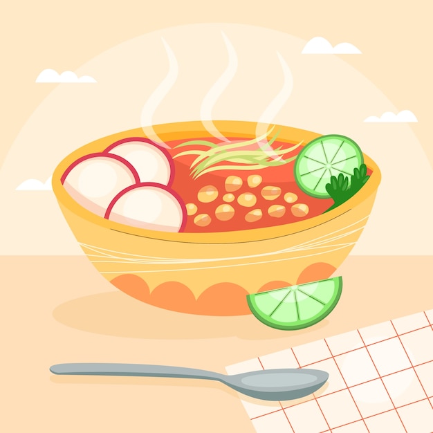 Pozole illustration in hand drawn style