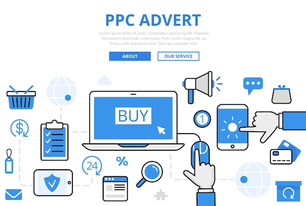 PPC ADVERT banner in flat style