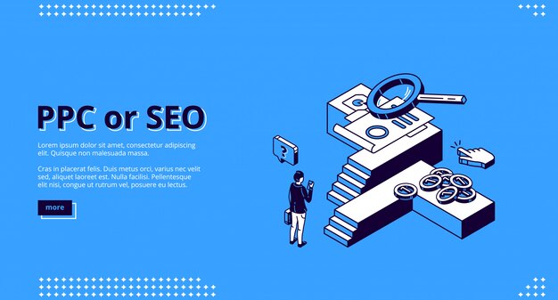 PPCまたはSEOアイソメトリックランディングページ、CPCテクノロジー