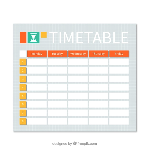 Practical orange and yellow timetable