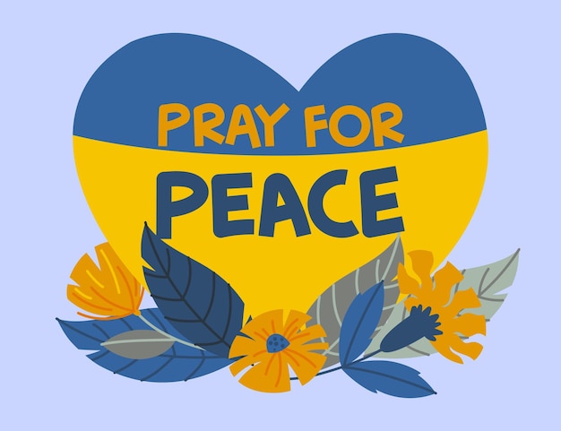 Бесплатное векторное изображение Молитесь за мир в украине война с голубем
