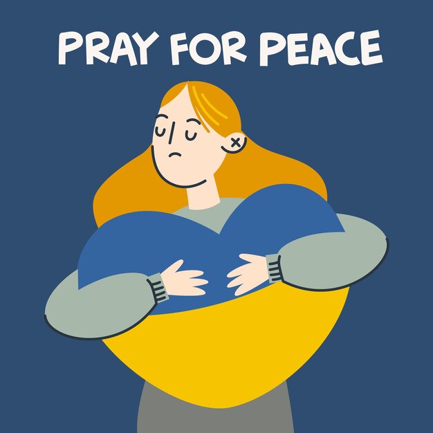 Pray for Peace in Ukraine war with character