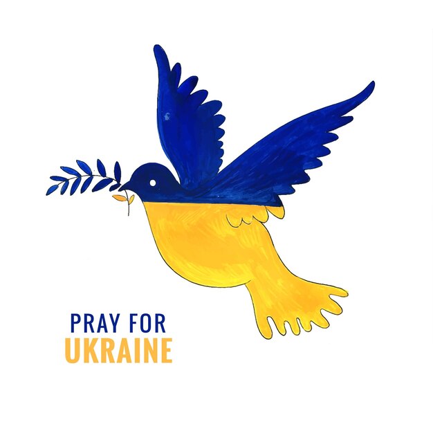 비둘기 새 깃발 테마 디자인으로 우크라이나를 위해 기도하십시오
