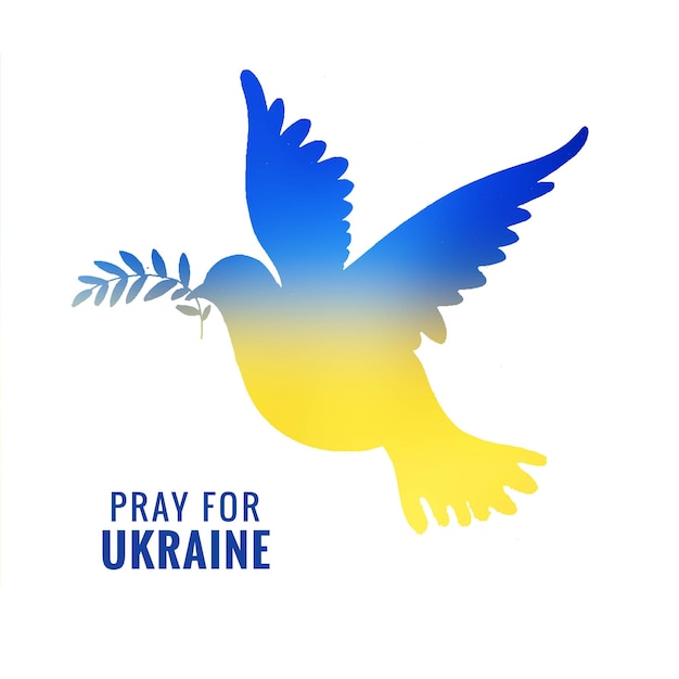 Free vector pray for ukraine with dove bird flag theme design