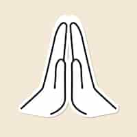 Free vector praying hands symbol sticker vector