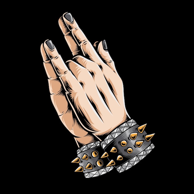 Free vector praying metal hand isolated on black
