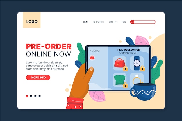 Free vector pre-order concept - landing page