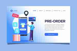 Free vector pre-order concept - landing page