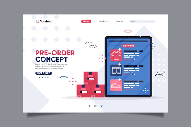 Pre-order landing page with digital tablet