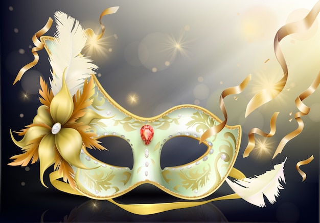 Бесплатное векторное изображение Драгоценная маска для лица карнавальная реалистичная