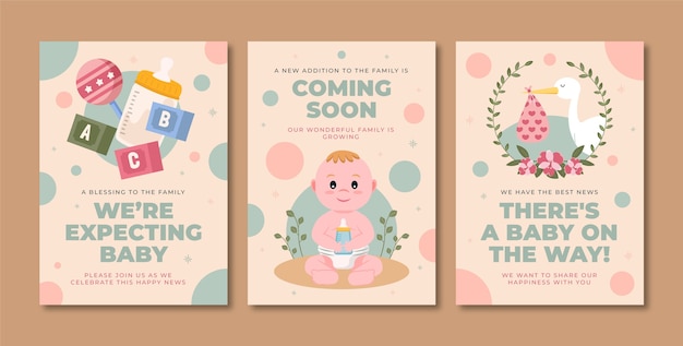 Pregnancy announcement card set template