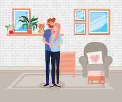 Free vector pregnancy couple in livingroom scene