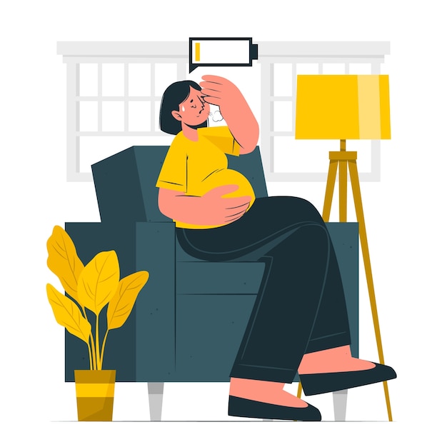 Бесплатное векторное изображение Иллюстрация концепции усталости при беременности